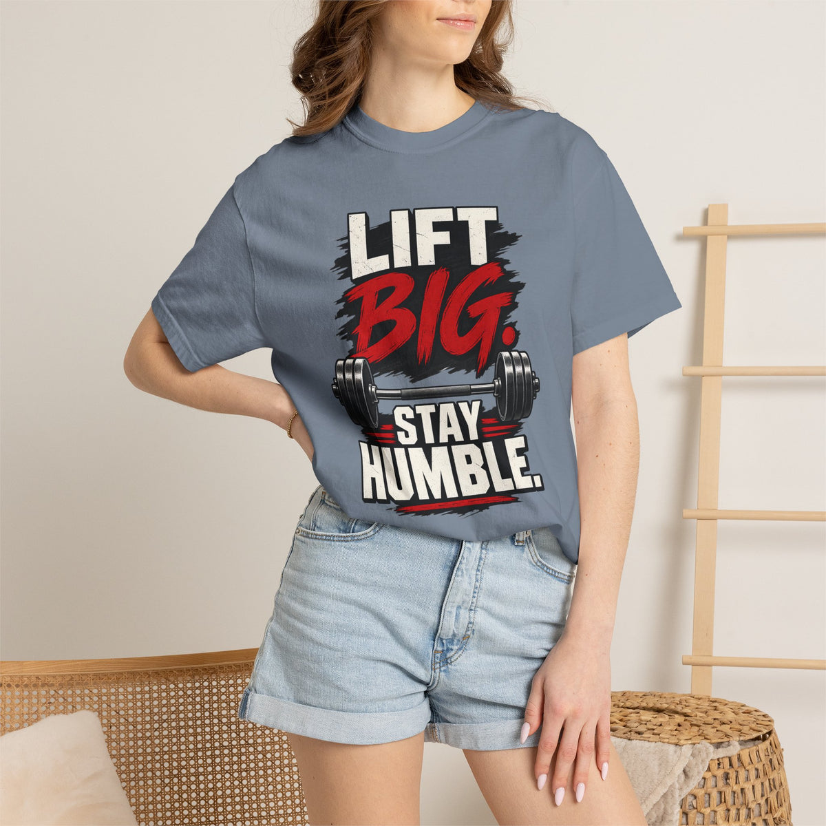 Lift Big Stay Humble TShirt Motivational Gym Workout Tee