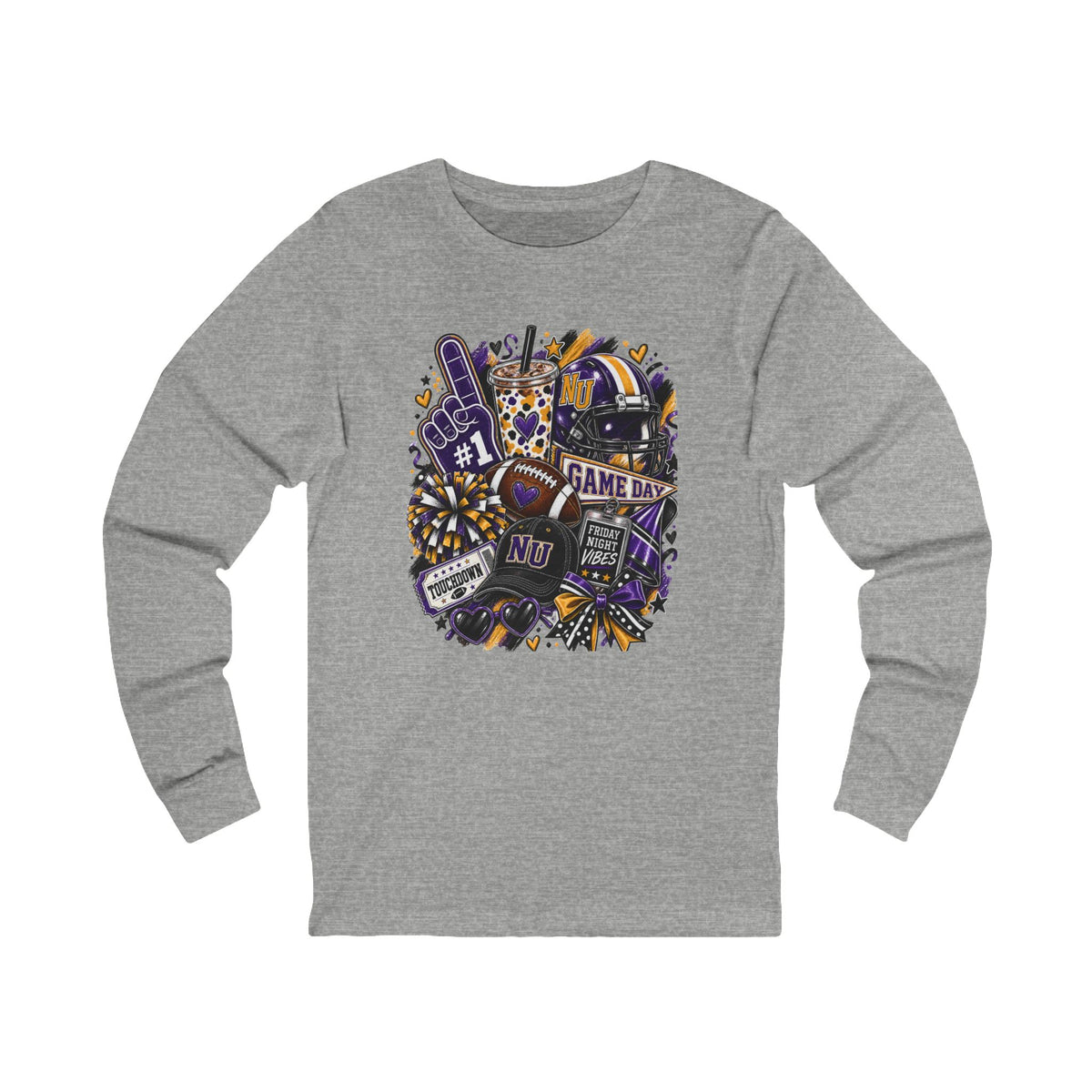 Game Day Football Long Sleeve Tee Team Spirit Collage