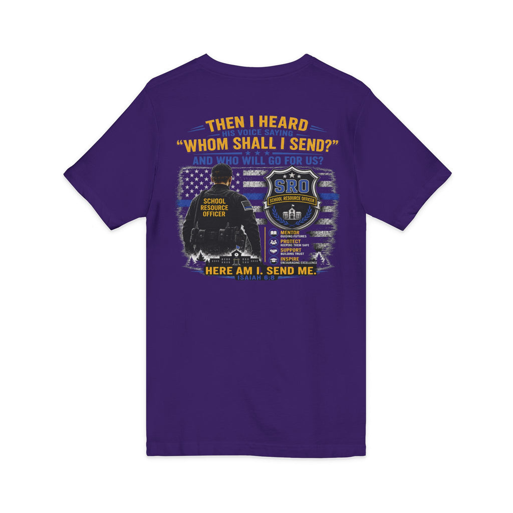 MOM SRO Thin Blue Line V-Neck Tee — "Then I Heard 'Whom Shall I Send?'"