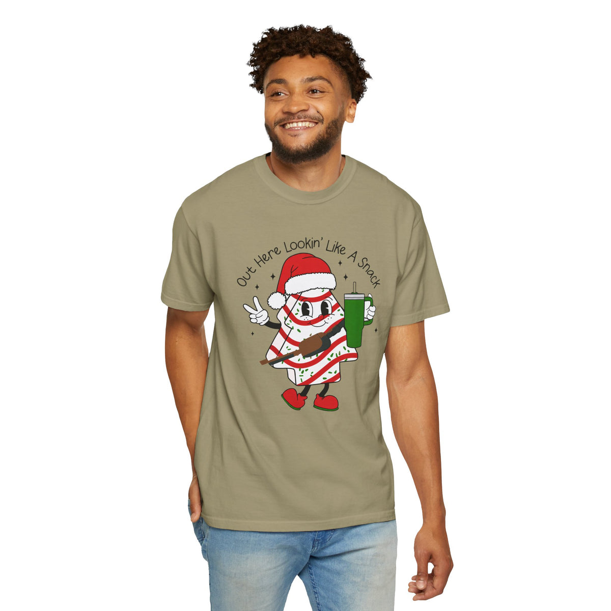 Retro Holiday T-Shirt — Out Here Lookin Like A Snack Santa Cookie Design