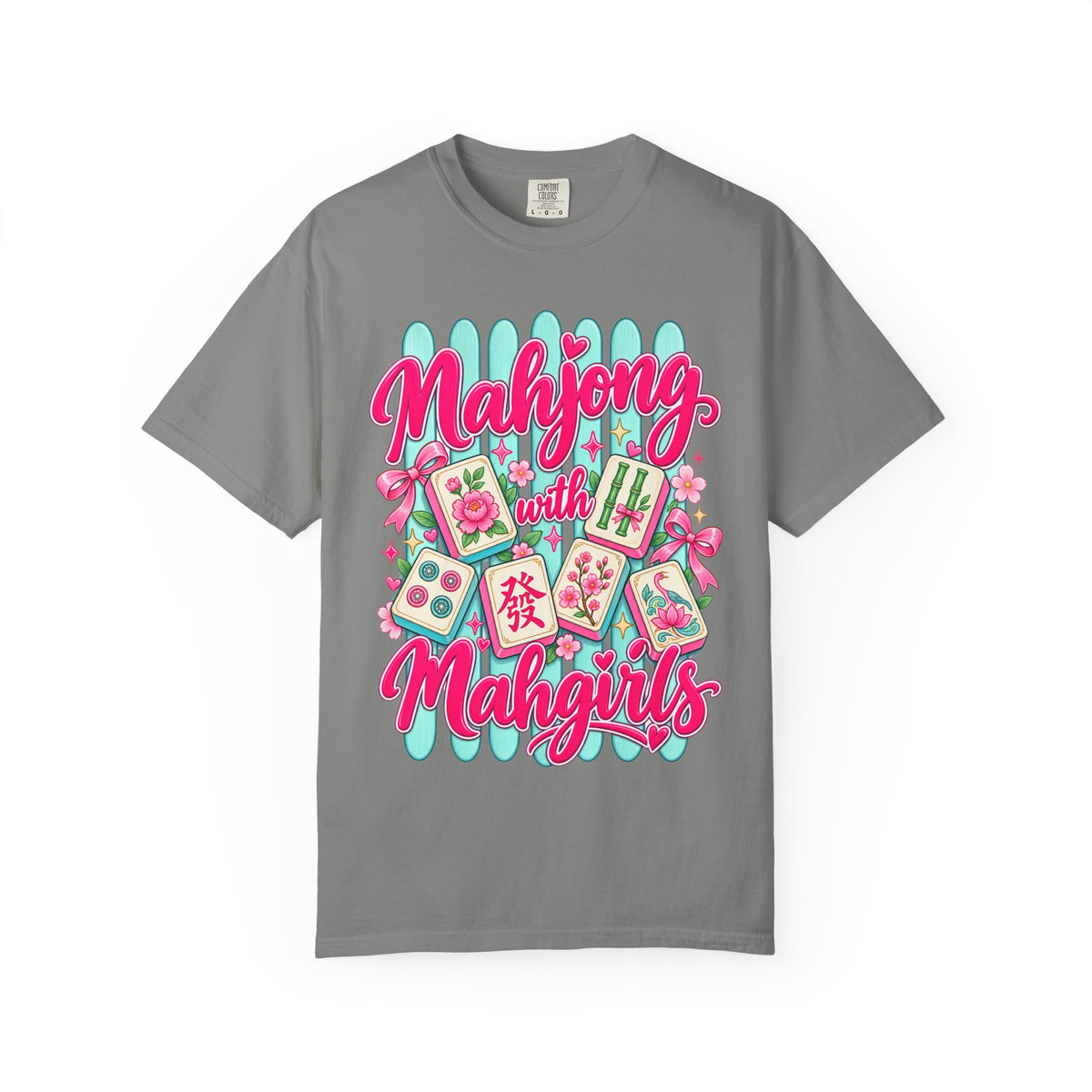 Mahjong with Mahgirls T-Shirt — Cute Floral Mahjong Tiles Tee for Mahjong Lovers