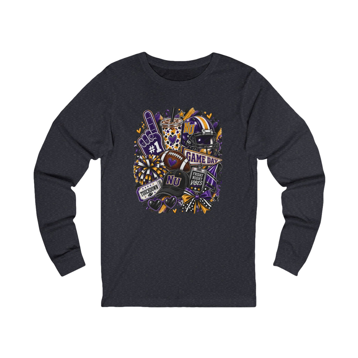 Game Day Football Long Sleeve Tee Team Spirit Collage