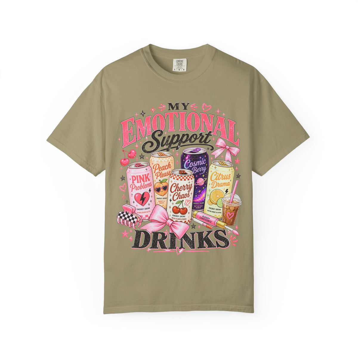 Emotional Support Energy Drinks T-Shirt — Vintage Candy Soda Graphic Tee