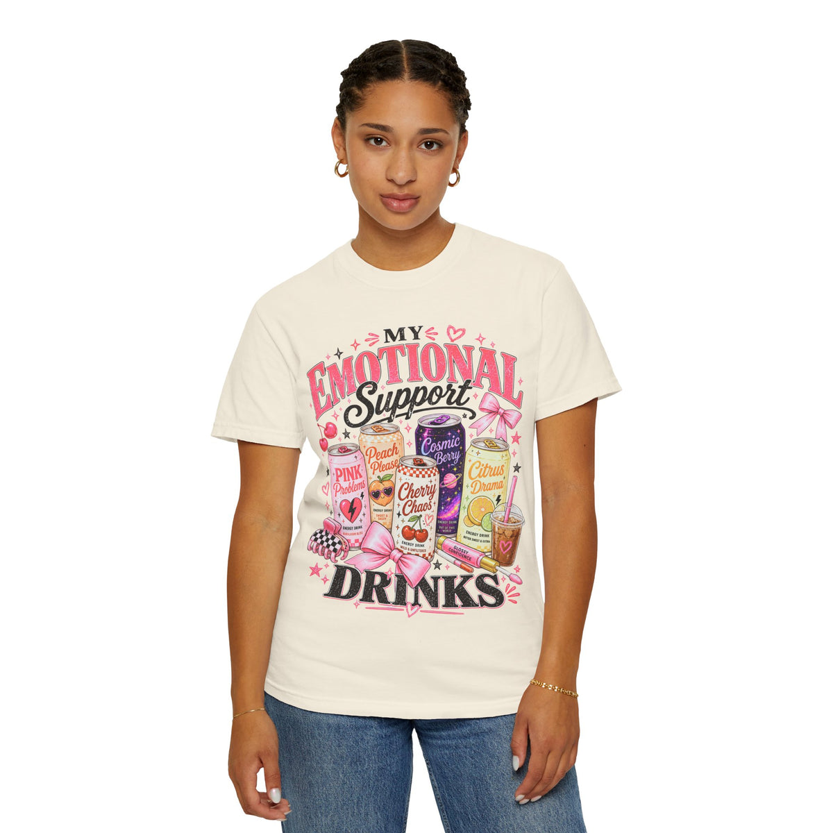 Emotional Support Energy Drinks T-Shirt — Vintage Candy Soda Graphic Tee