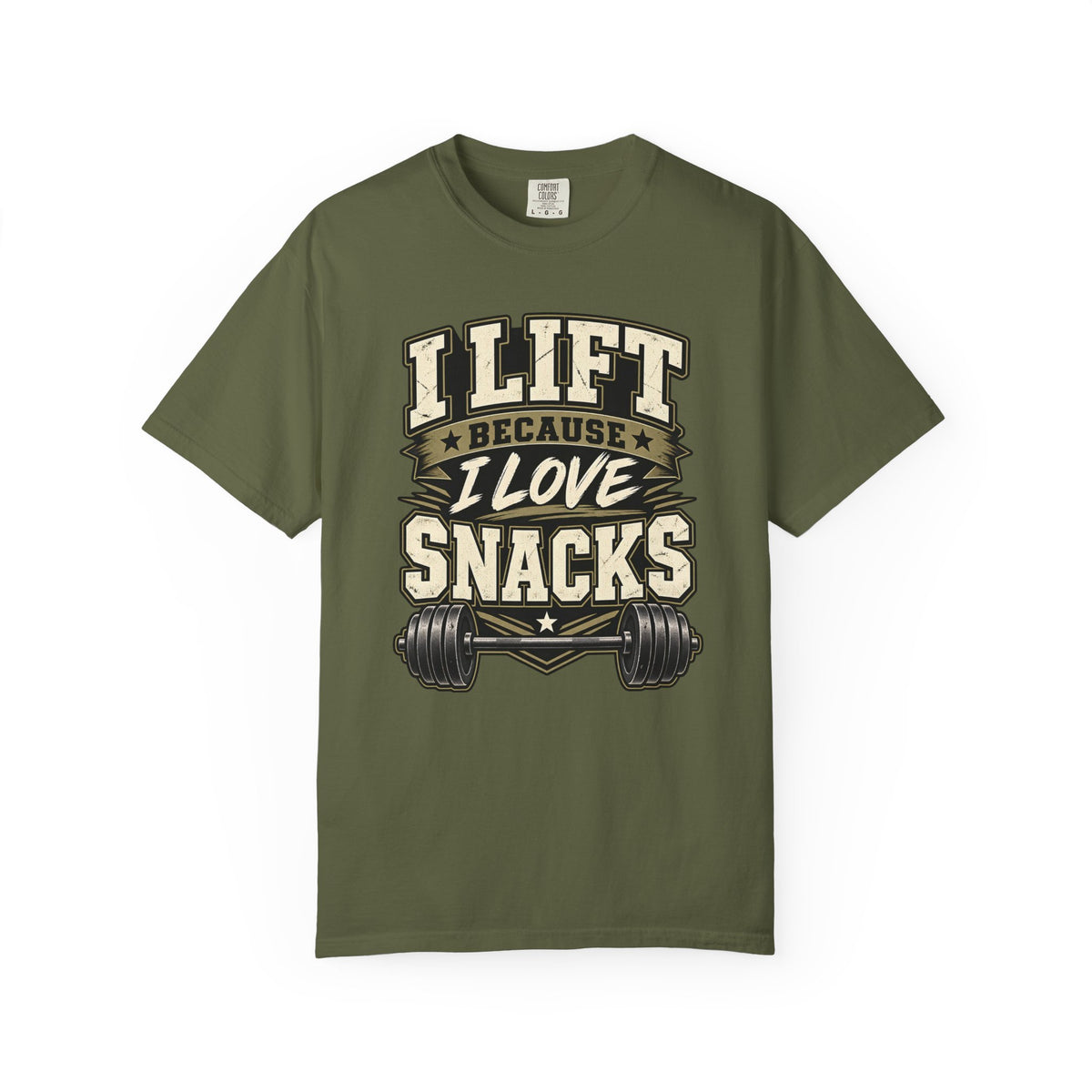 I Lift Because I Love Snacks T-Shirt — Funny Gym Weightlifting Tee