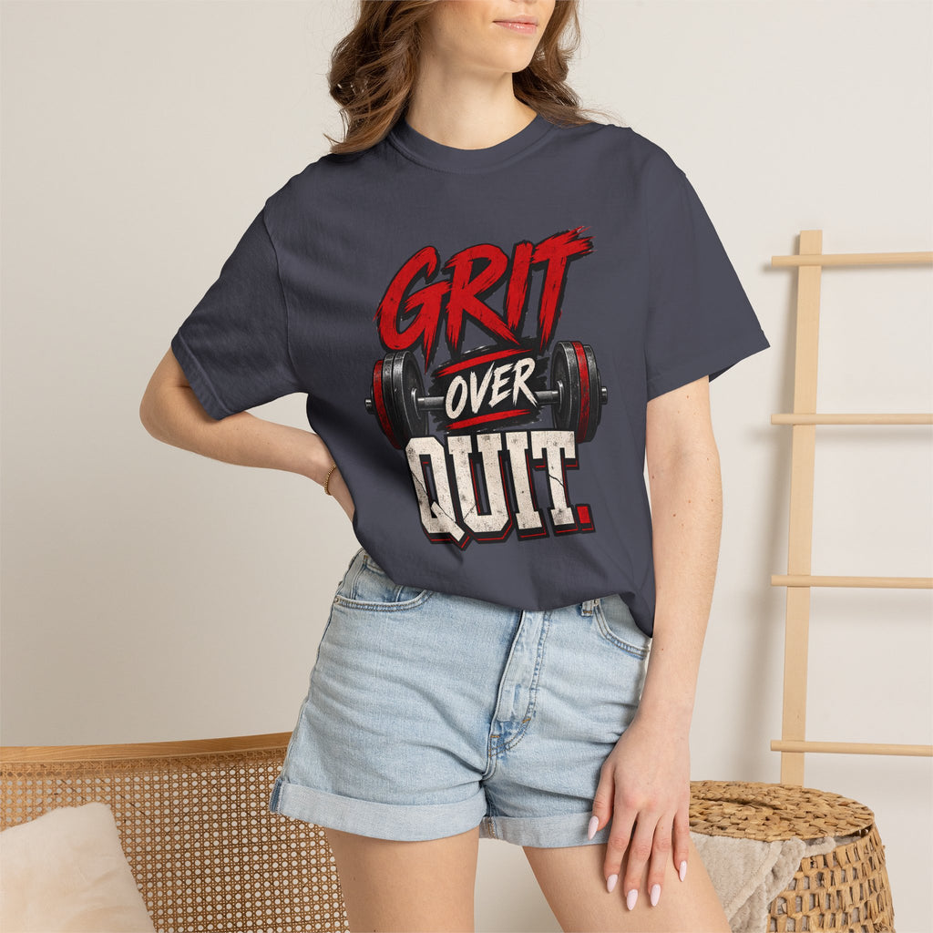 Grit Over Quit TShirt Motivational Weightlifting Gym Tee