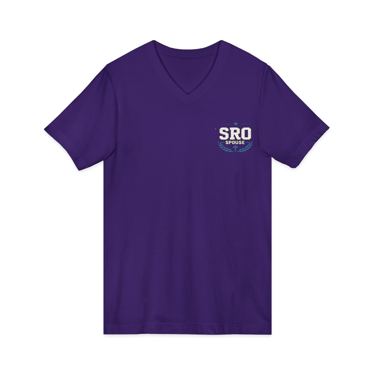 SPOUSE SRO Thin Blue Line V-Neck Tee — "Then I Heard 'Whom Shall I Send?'"