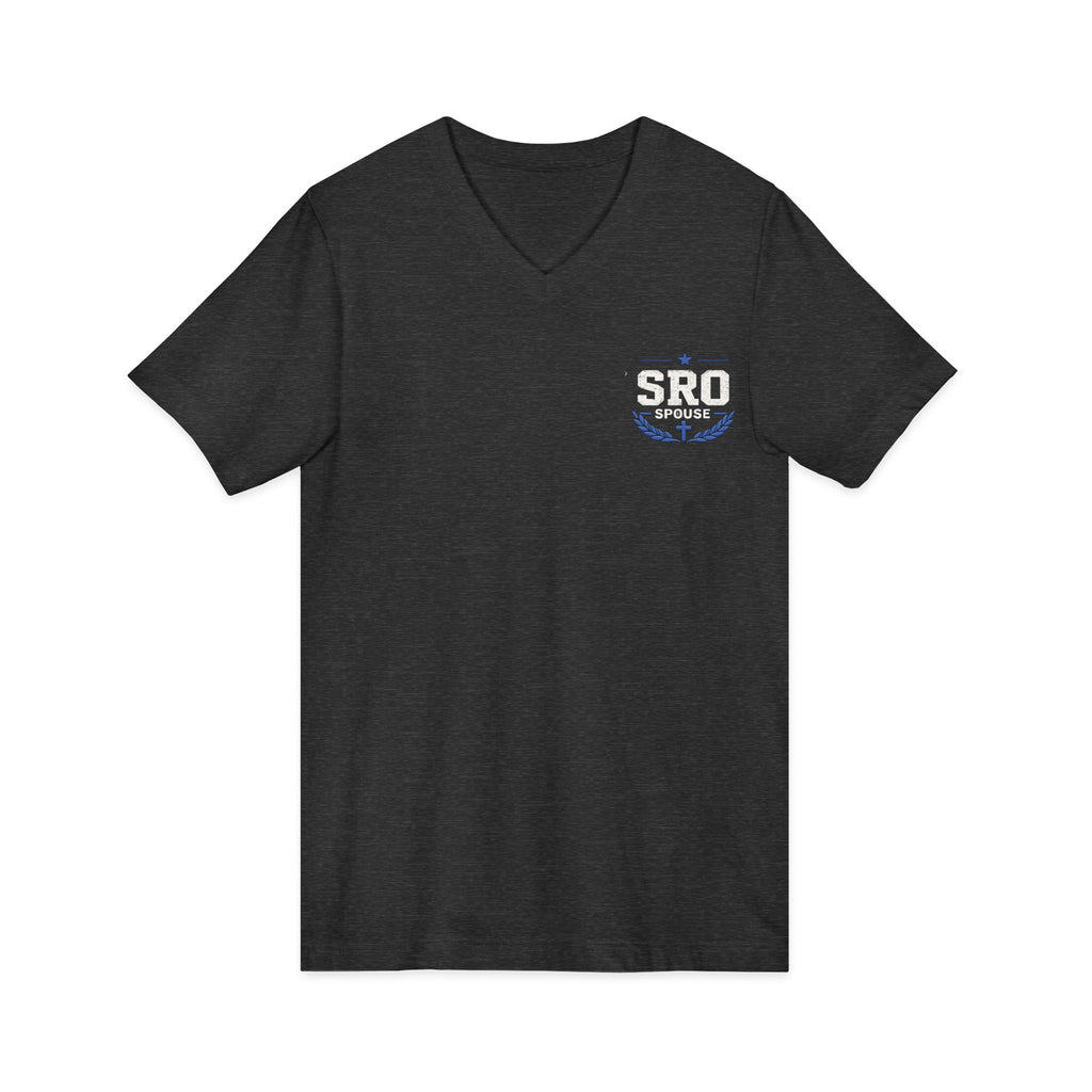SPOUSE SRO Thin Blue Line V-Neck Tee — "Then I Heard 'Whom Shall I Send?'"