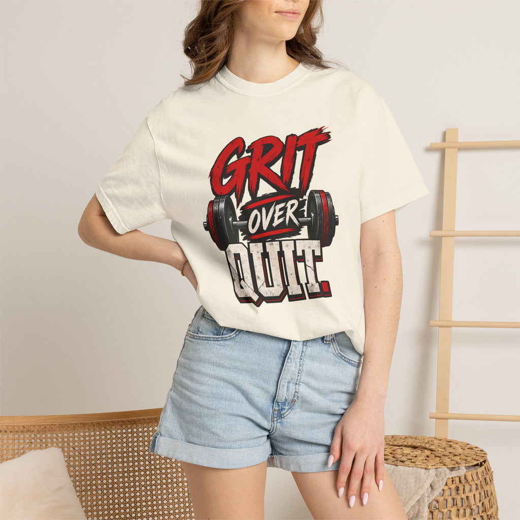 Grit Over Quit TShirt Motivational Weightlifting Gym Tee
