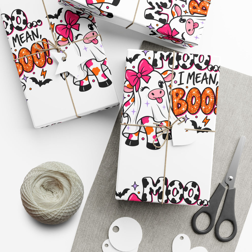 Halloween Cow 'Moo I Mean Boo!' Gift Wrap Paper