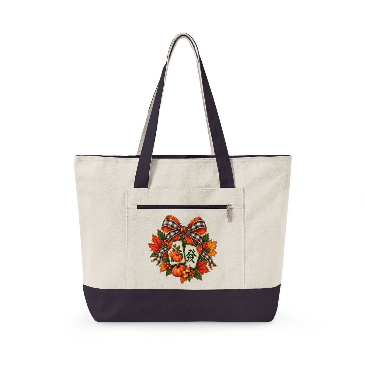 Fall Canvas Mahjong Zippered Tote