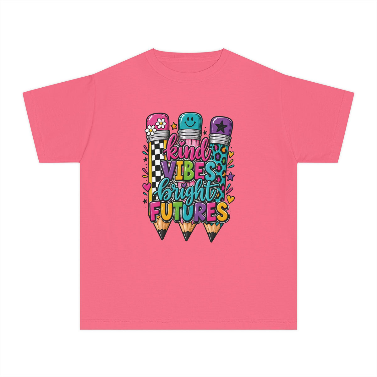 "Kind Vibes Bright Futures" Colorful Pencil Graphic Tee