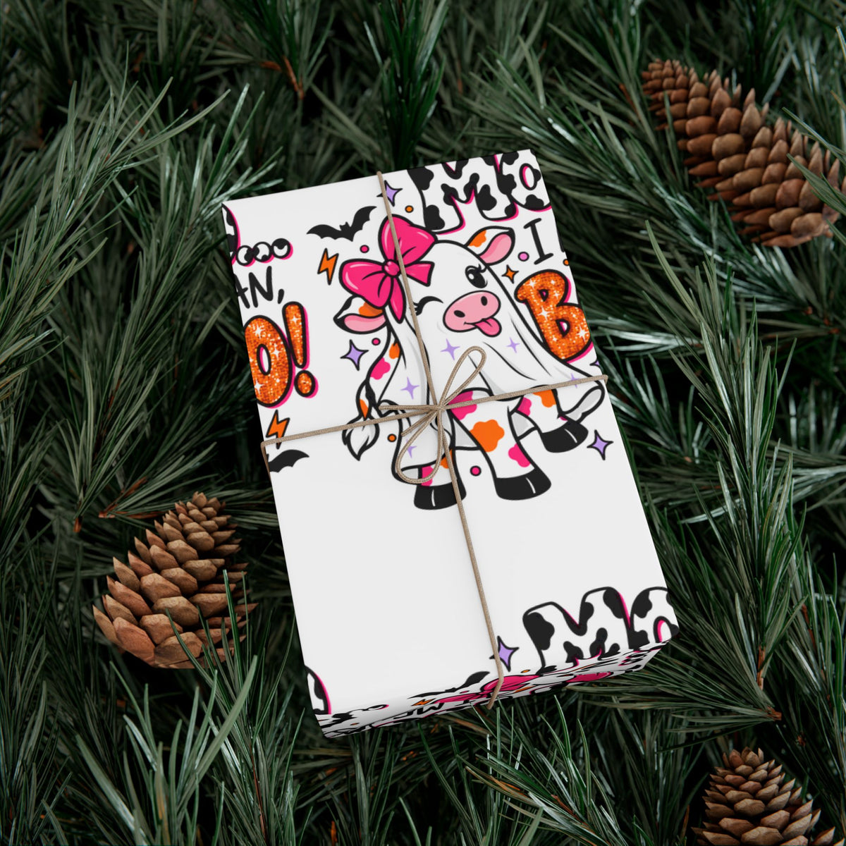 Halloween Cow 'Moo I Mean Boo!' Gift Wrap Paper