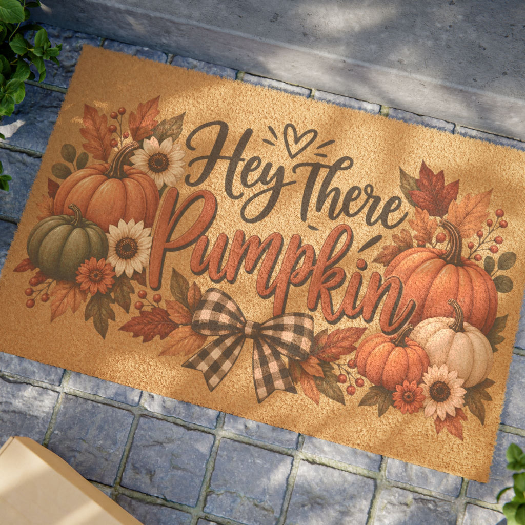 Hey There Pumpkin Doormat Rustic Fall Pumpkin Welcome Mat