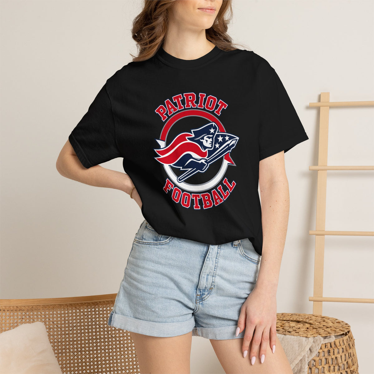 Patriot Football Tee — Vintage American Flag Helmet Crewneck