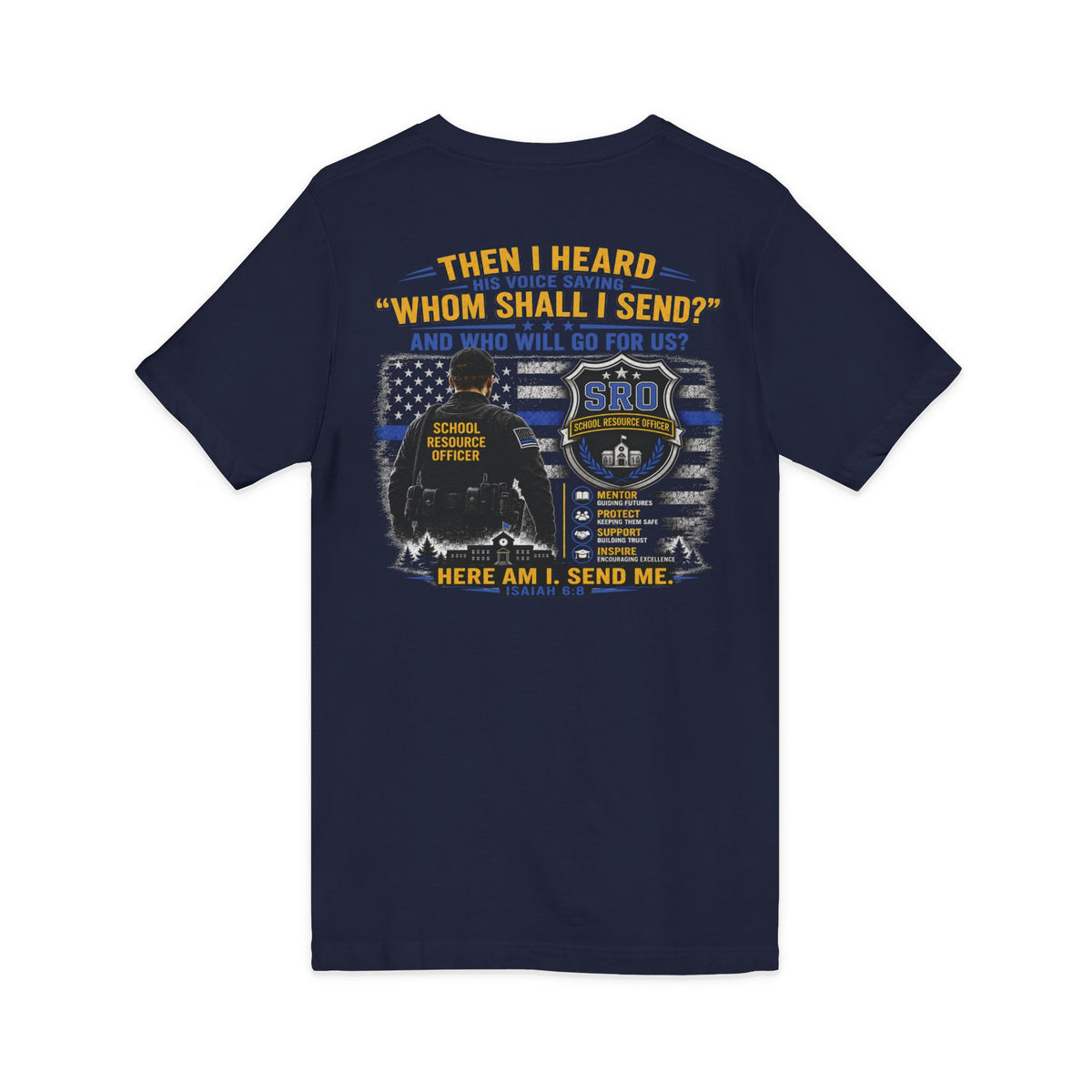 MOM SRO Thin Blue Line V-Neck Tee — "Then I Heard 'Whom Shall I Send?'"