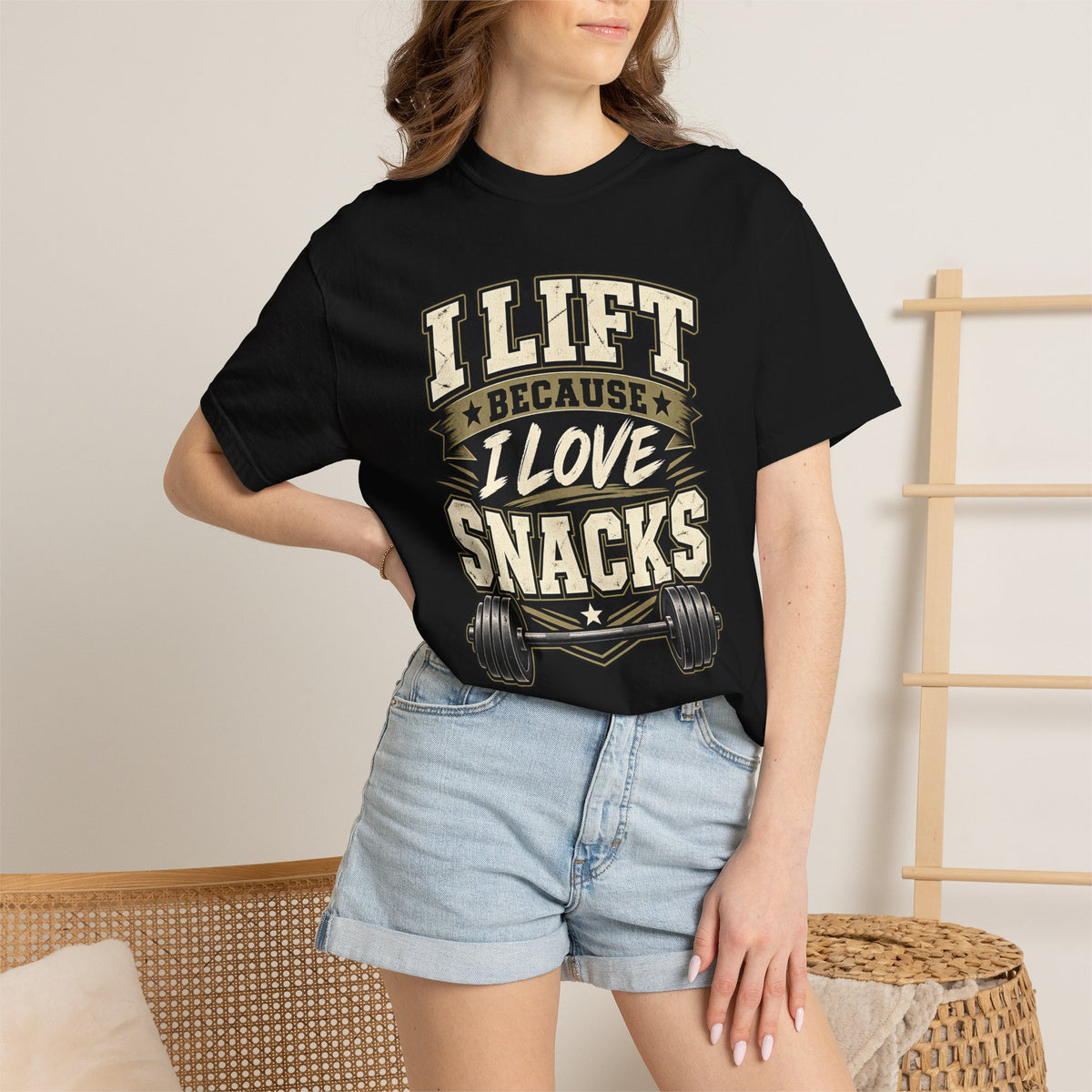 I Lift Because I Love Snacks T-Shirt — Funny Gym Weightlifting Tee
