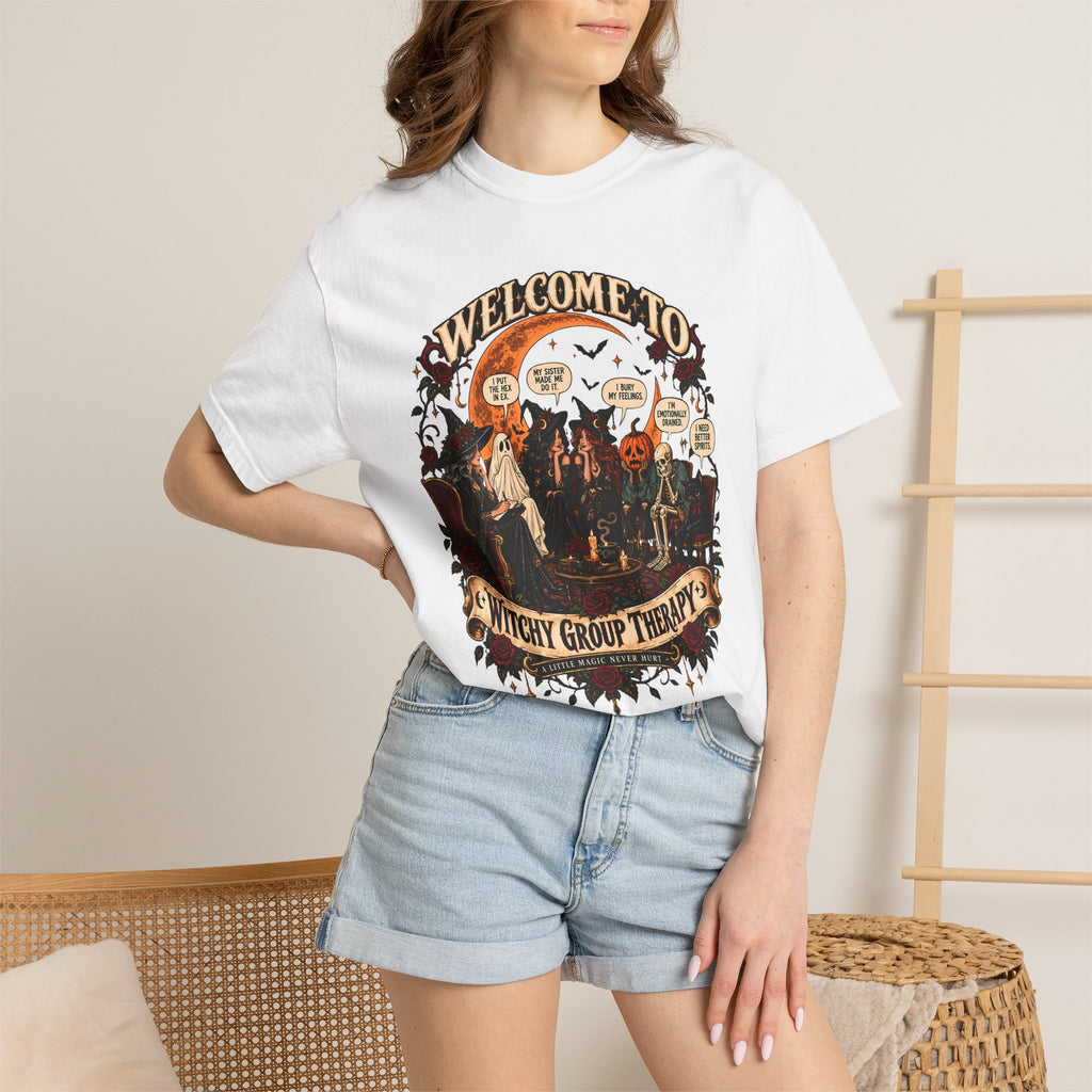 Witchy Group Therapy T-Shirt — "Welcome to Witchy Group Therapy" Retro Halloween Tee