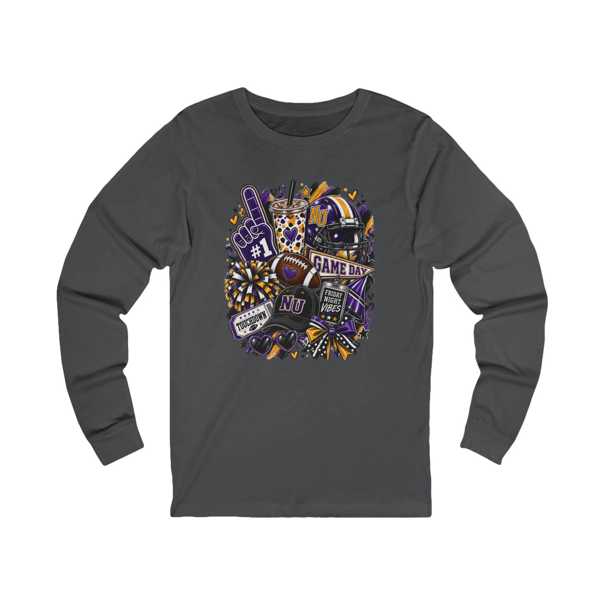 Game Day Football Long Sleeve Tee Team Spirit Collage
