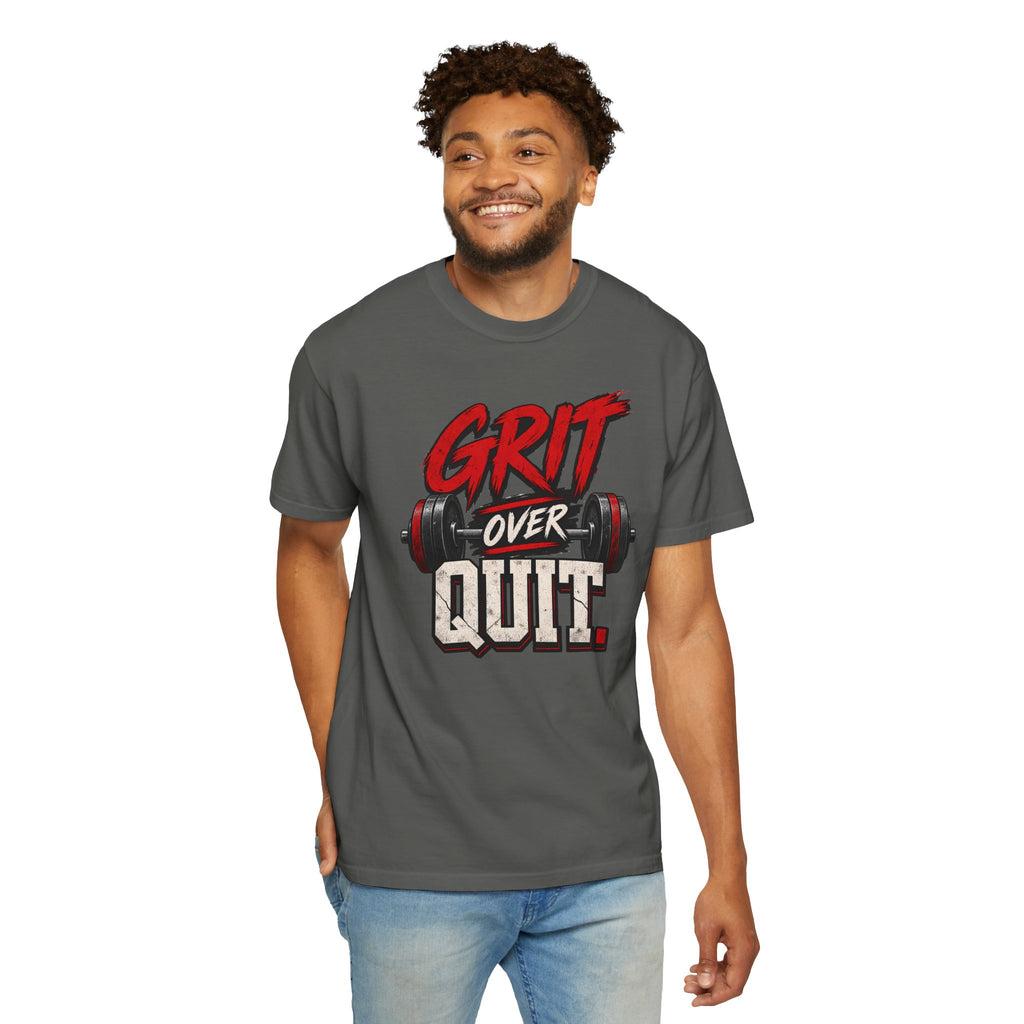 Grit Over Quit TShirt Motivational Weightlifting Gym Tee