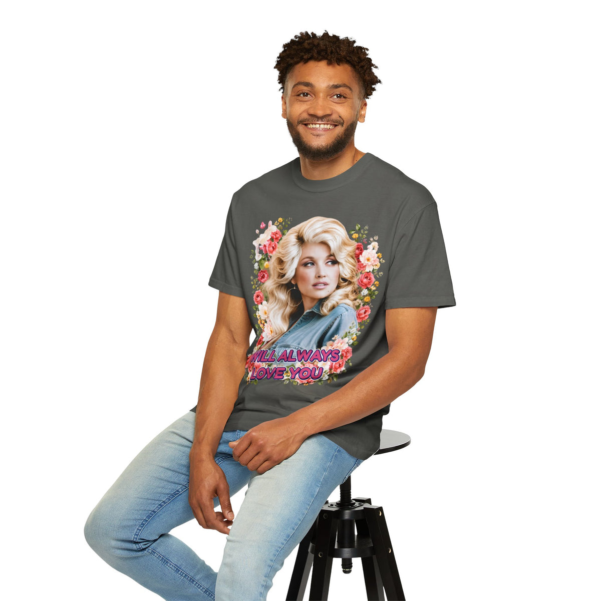 Graphic Tee Retro Floral Portrait I Will Always Love You