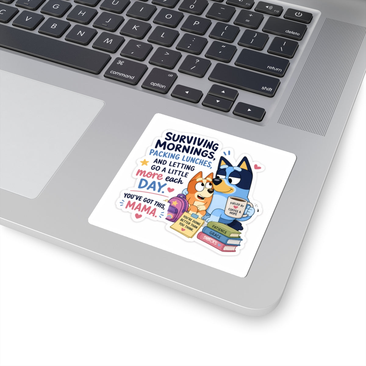Mama Survival Sticker — 'Surviving Mornings, Packing Lunches' Kiss-Cut Sticker
