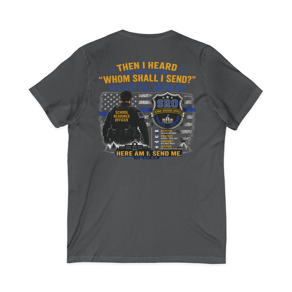 MOM SRO Thin Blue Line V-Neck Tee — "Then I Heard 'Whom Shall I Send?'"
