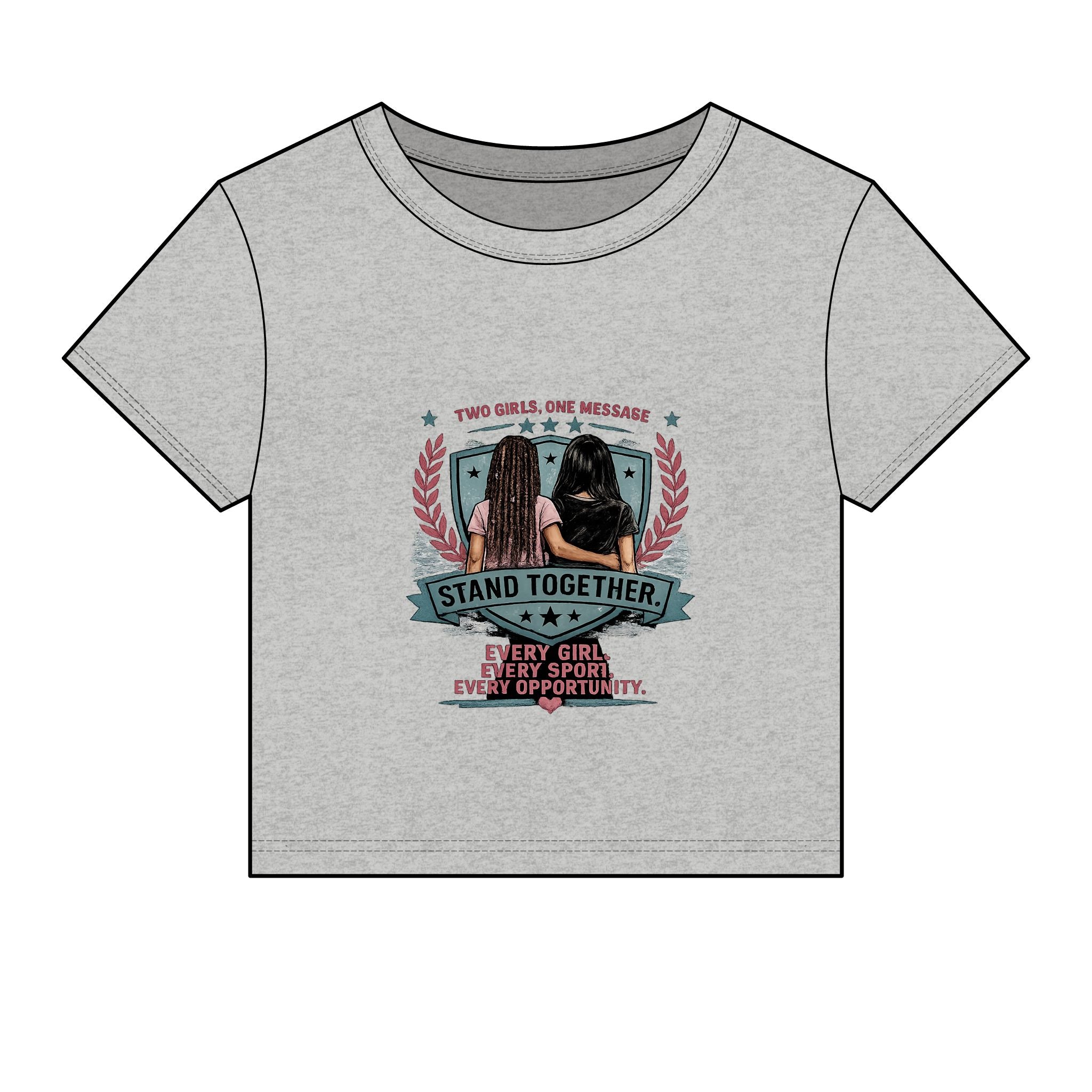 Stand Together Women's Baby Tee — "Stand Together: Every Girl. Every Sport. Every Opportunity."