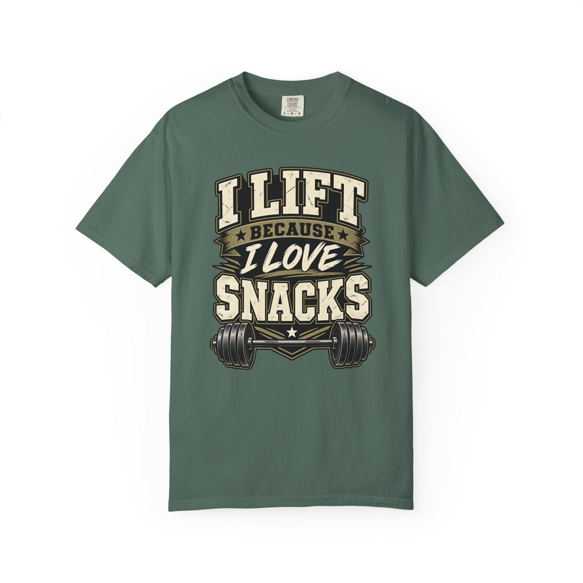 I Lift Because I Love Snacks T-Shirt — Funny Gym Weightlifting Tee