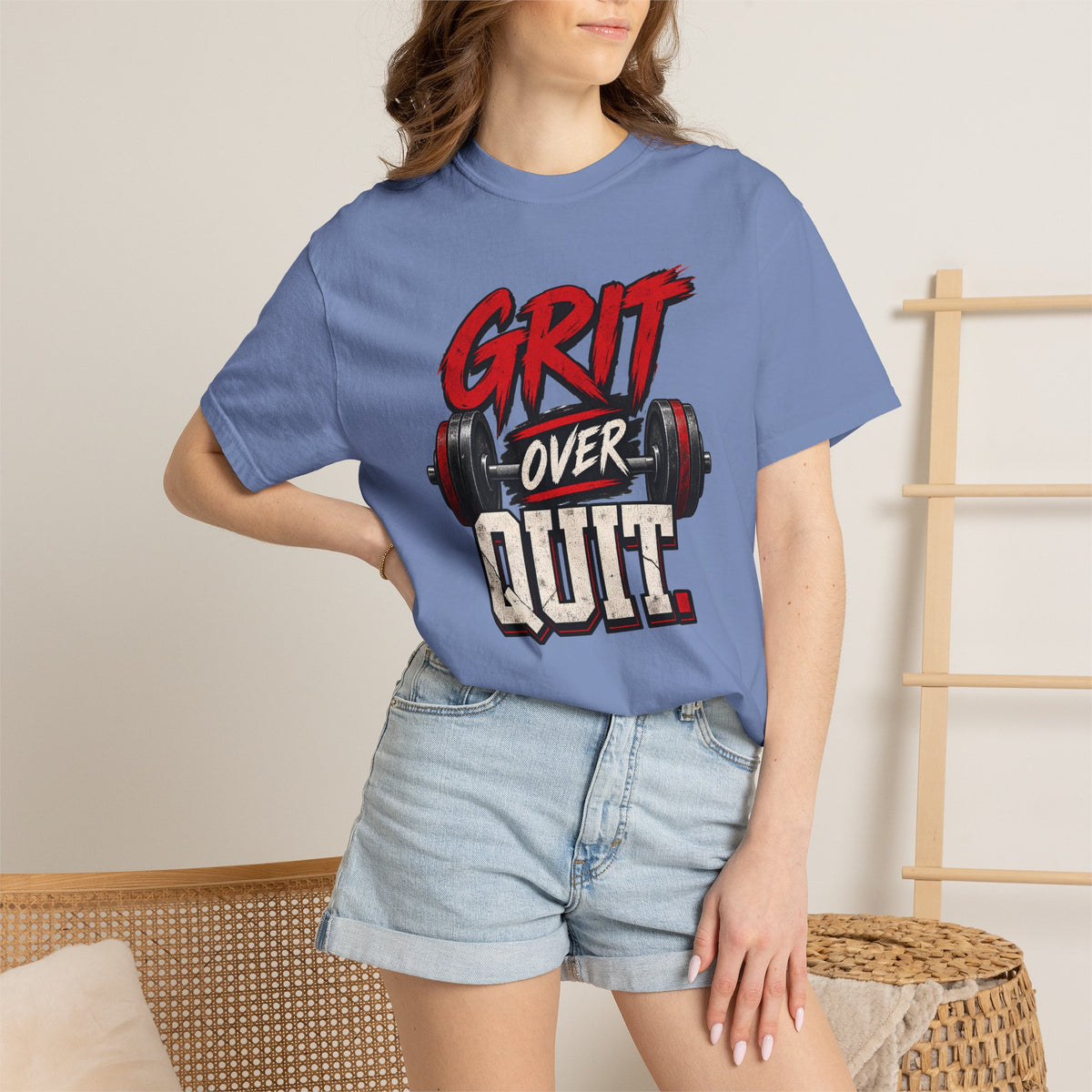 Grit Over Quit TShirt Motivational Weightlifting Gym Tee