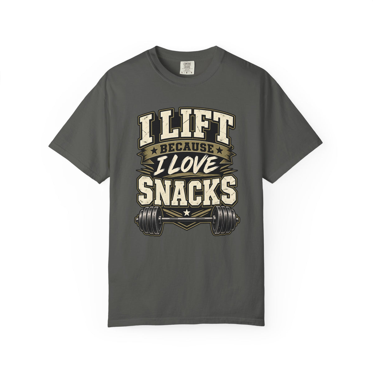 I Lift Because I Love Snacks T-Shirt — Funny Gym Weightlifting Tee