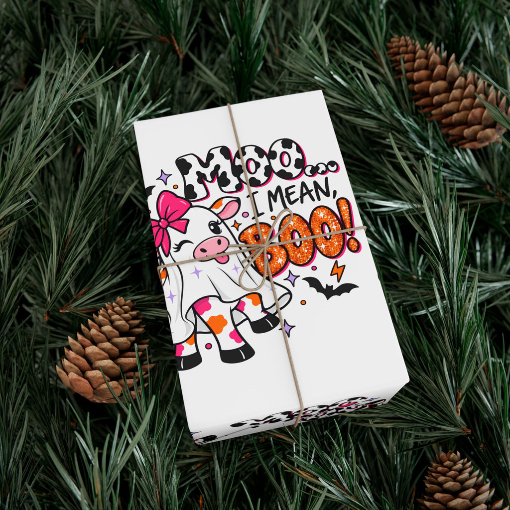 Halloween Cow 'Moo I Mean Boo!' Gift Wrap Paper