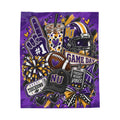Velveteen Plush Blanket - Purple 'Game Day' Football Collage (NU) - Friday Night Vibes Throw