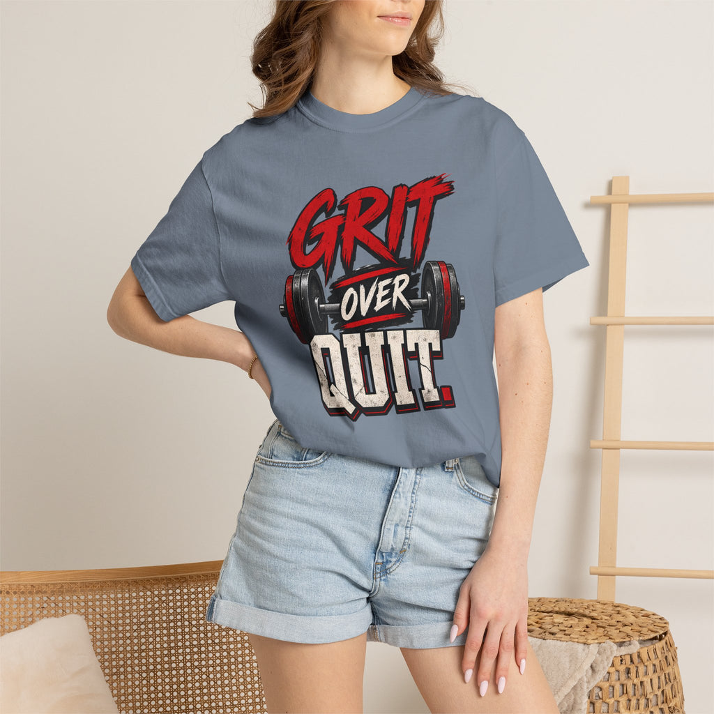 Grit Over Quit TShirt Motivational Weightlifting Gym Tee