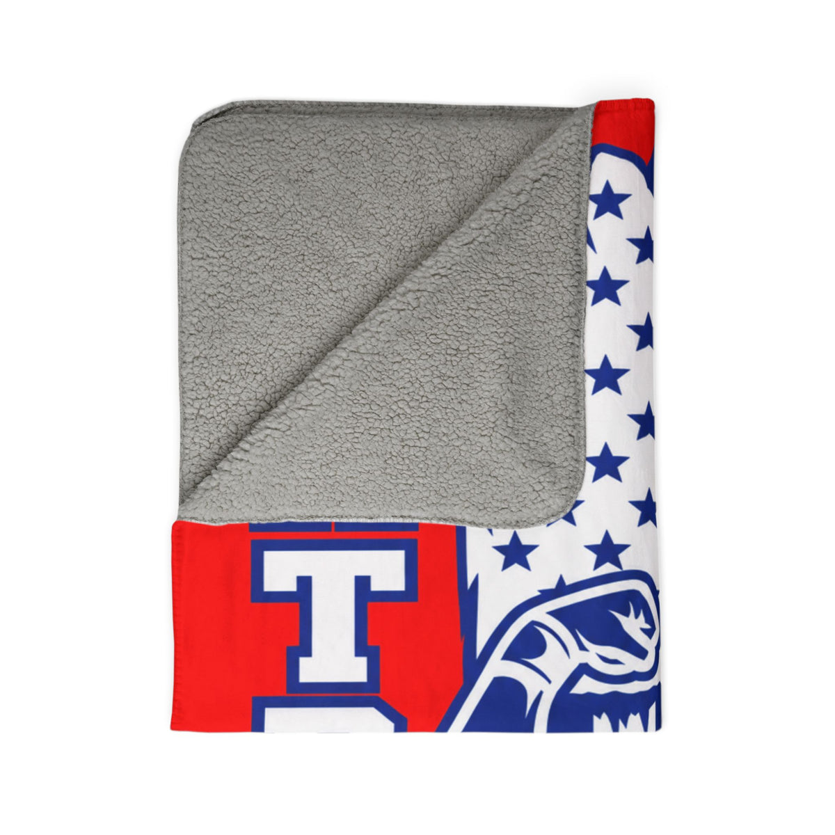 Patriots Personalized Sherpa Blanket - American Flag Muscleman with Name (Fleece)