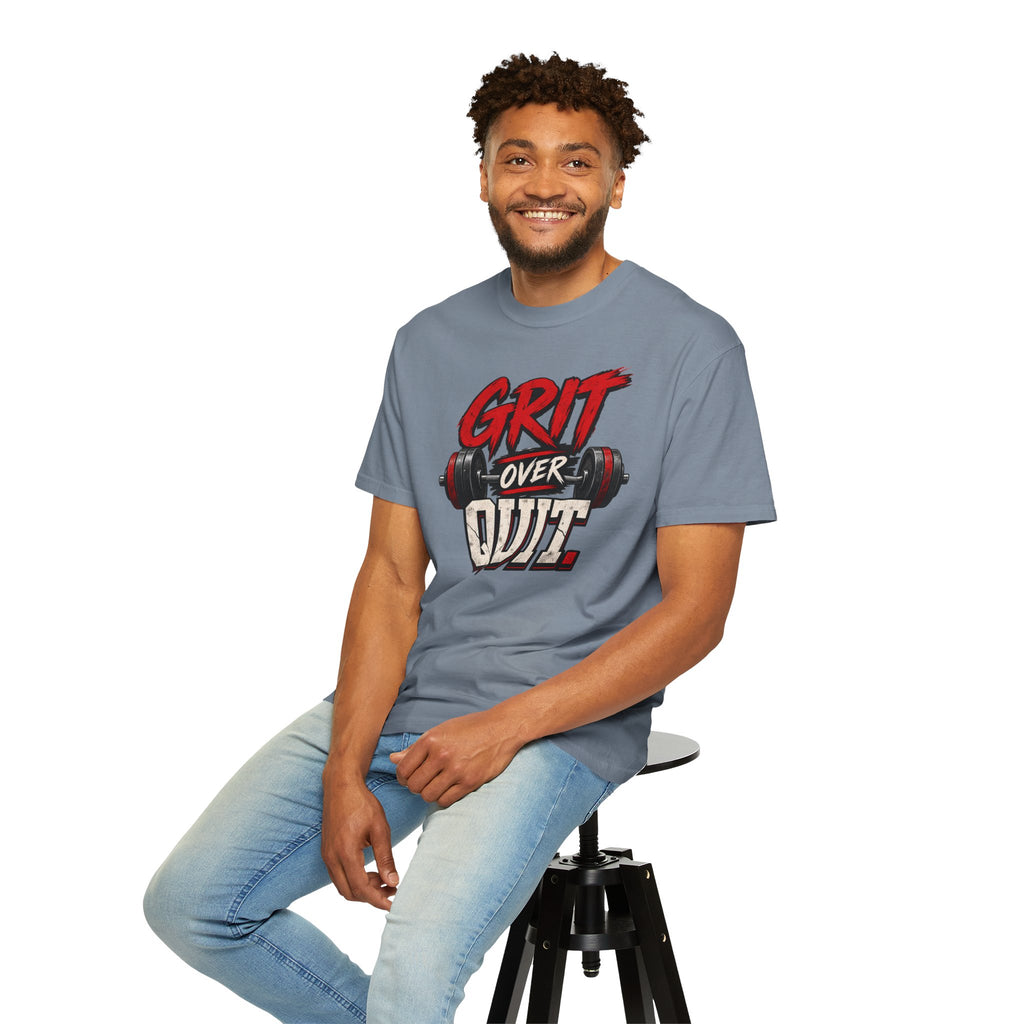 Grit Over Quit TShirt Motivational Weightlifting Gym Tee
