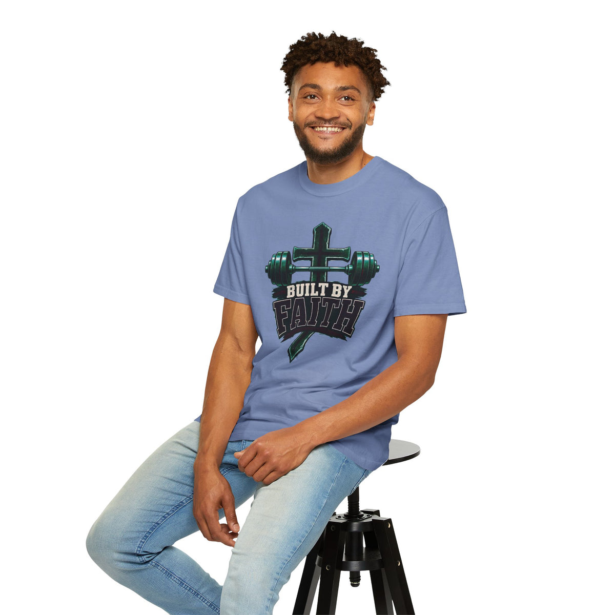 Built by Faith Cross & Barbell T-Shirt