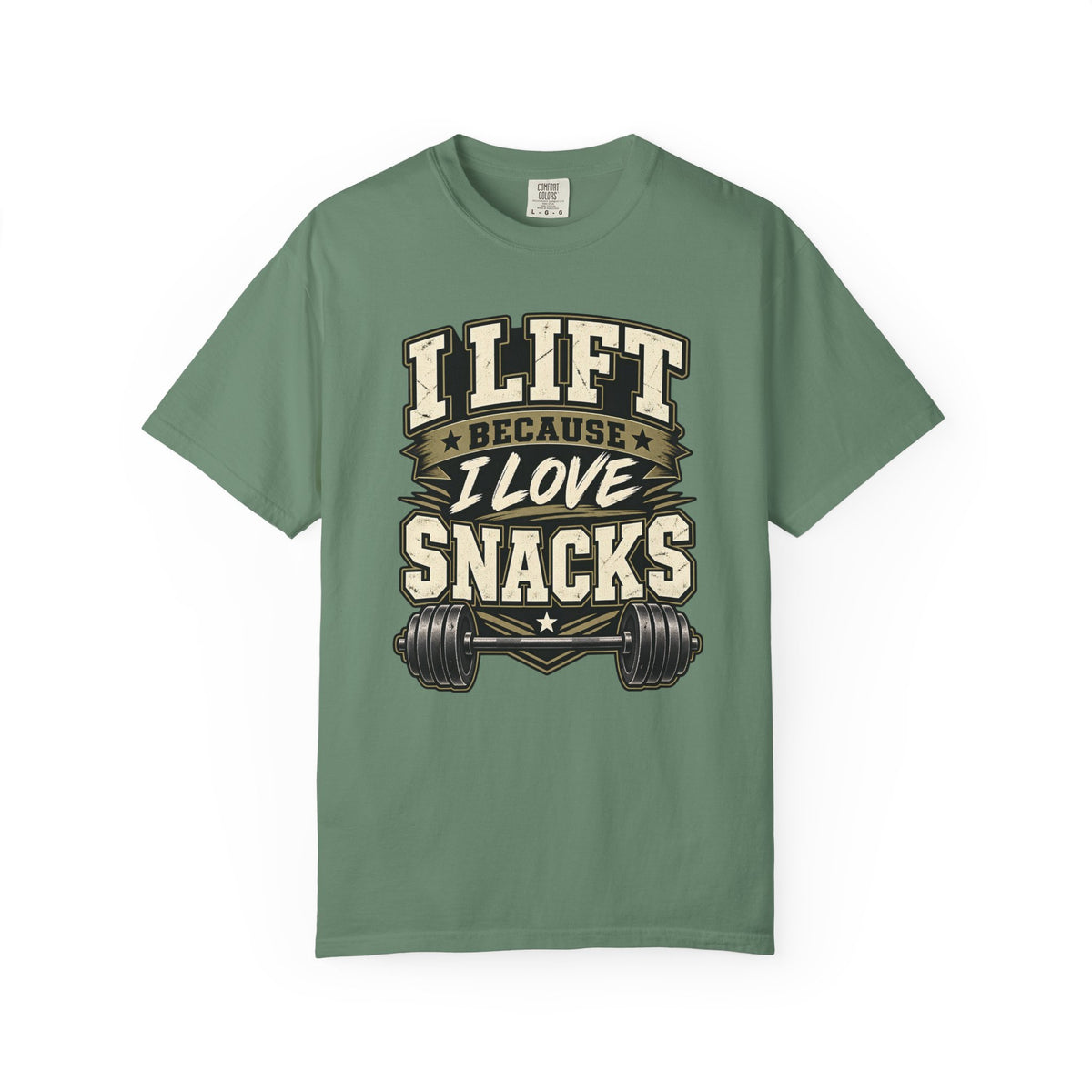 I Lift Because I Love Snacks T-Shirt — Funny Gym Weightlifting Tee