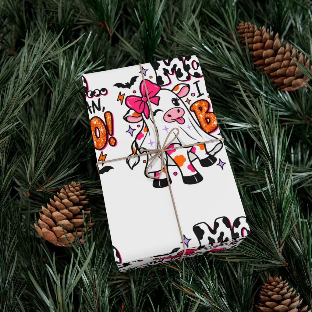 Halloween Cow 'Moo I Mean Boo!' Gift Wrap Paper