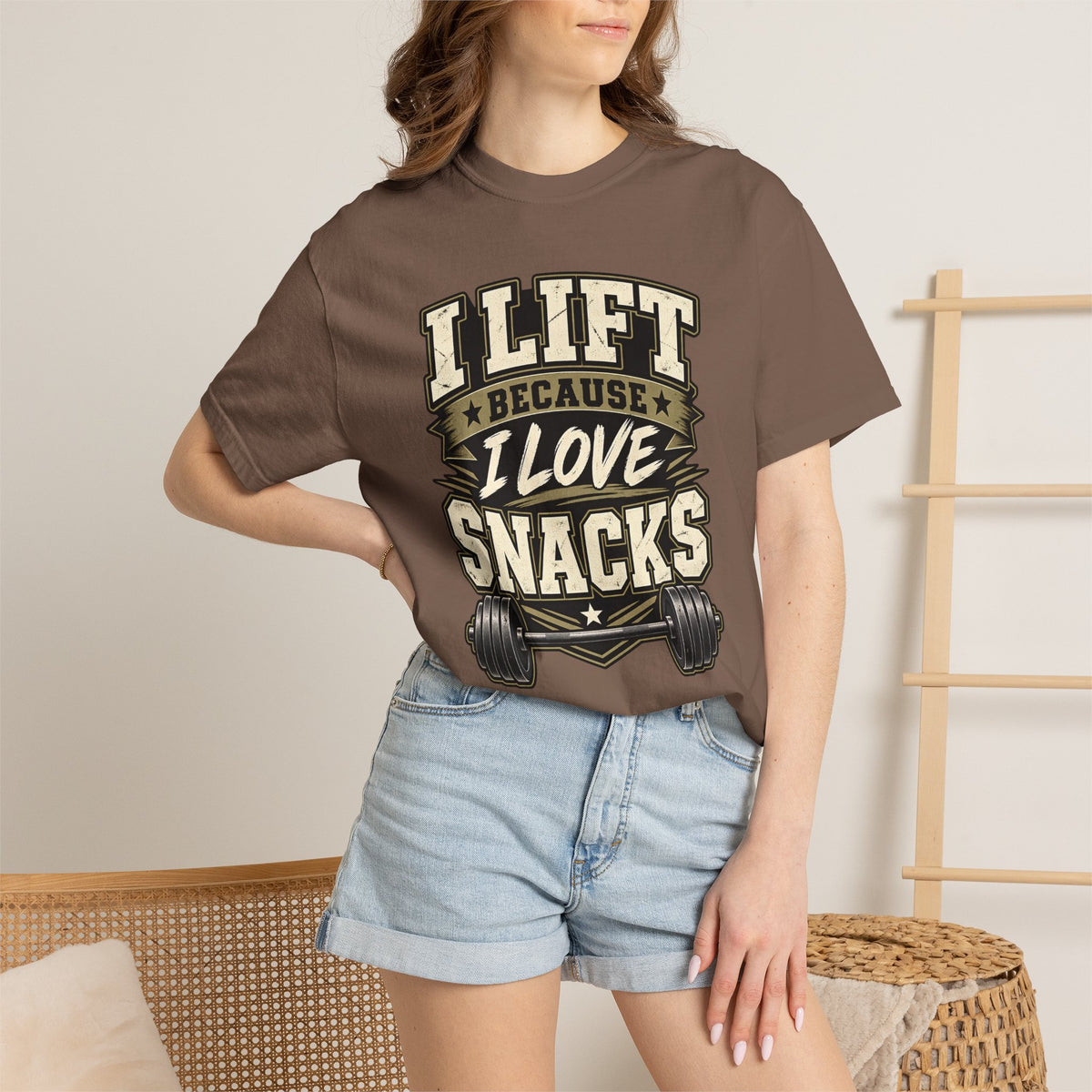 I Lift Because I Love Snacks T-Shirt — Funny Gym Weightlifting Tee