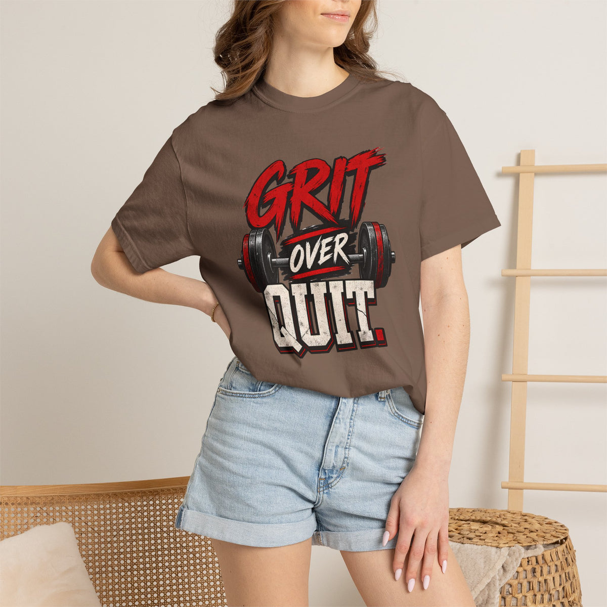 Grit Over Quit TShirt Motivational Weightlifting Gym Tee