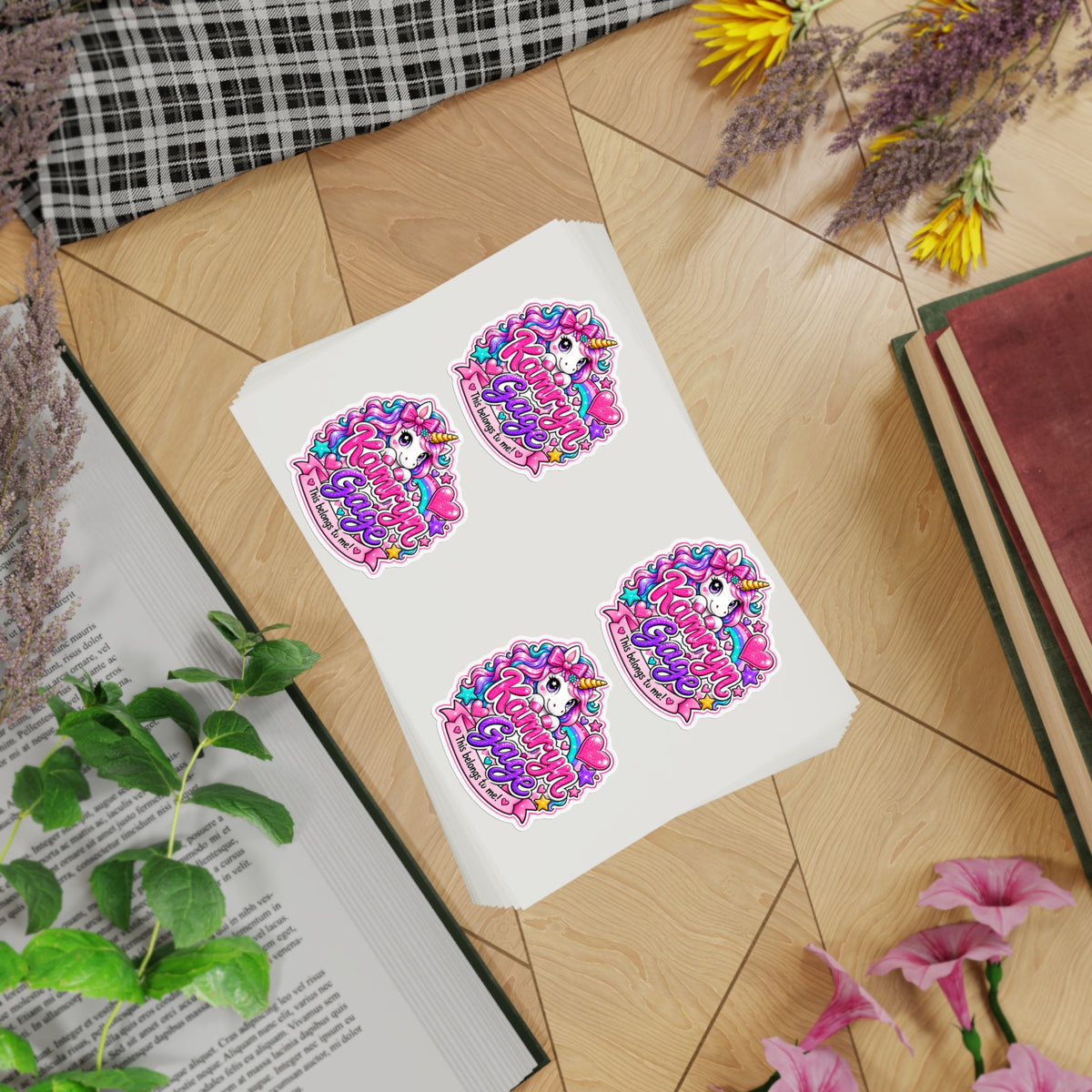 Unicorn Sticker Sheet - 10pc Pastel Glitter Decals