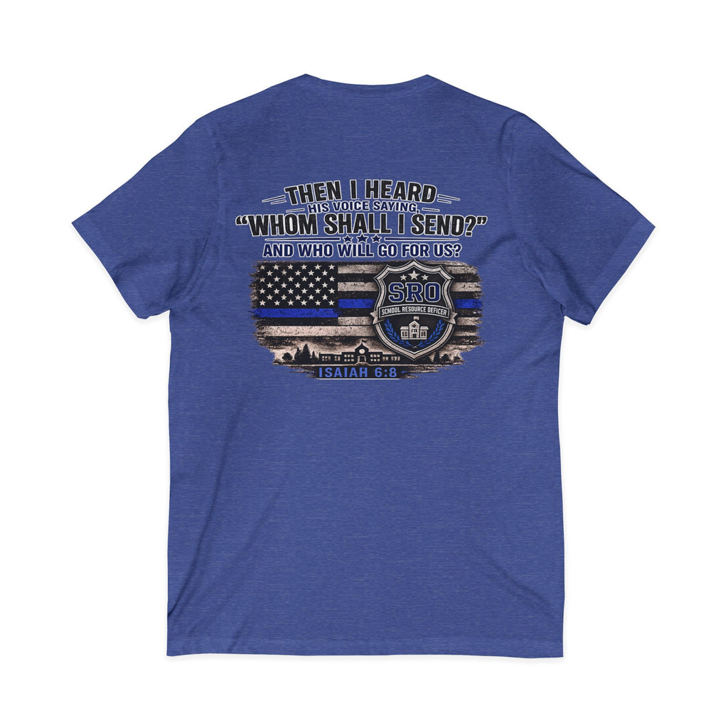 SPOUSE SRO V-Neck Tee — "Then I Heard His Voice Saying Whom Shall I Send"