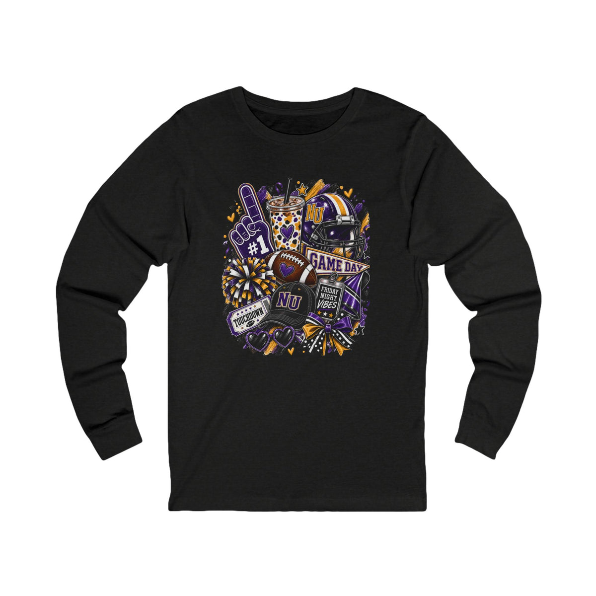 Game Day Football Long Sleeve Tee Team Spirit Collage