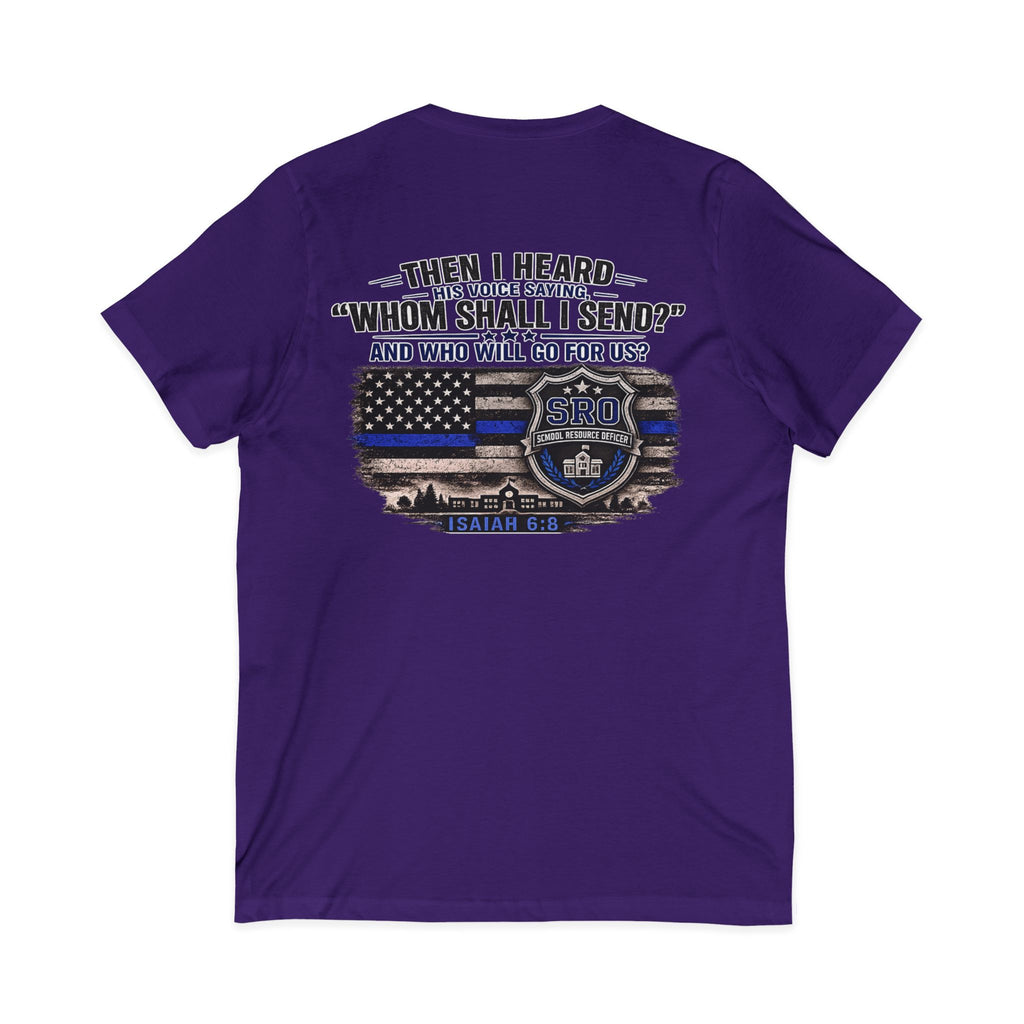 SPOUSE SRO V-Neck Tee — "Then I Heard His Voice Saying Whom Shall I Send"