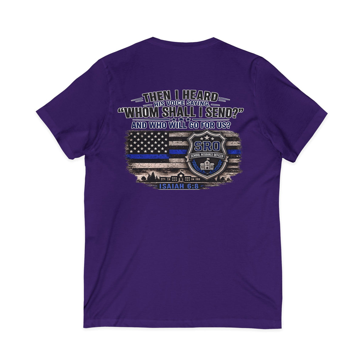 SPOUSE SRO V-Neck Tee — "Then I Heard His Voice Saying Whom Shall I Send"