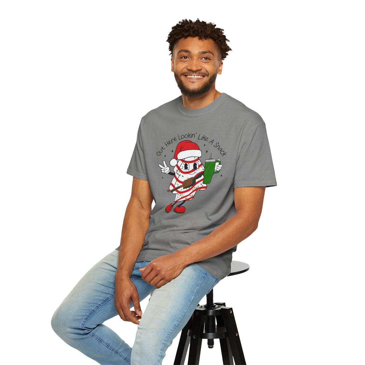 Retro Holiday T-Shirt — Out Here Lookin Like A Snack Santa Cookie Design
