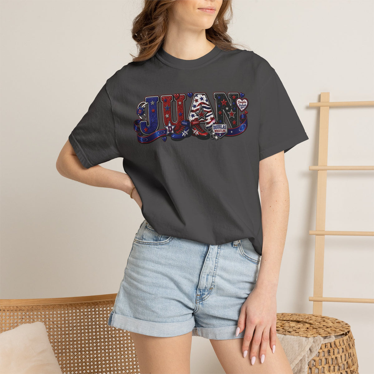 Patriotic Graphic TShirt American Name Design JUAN