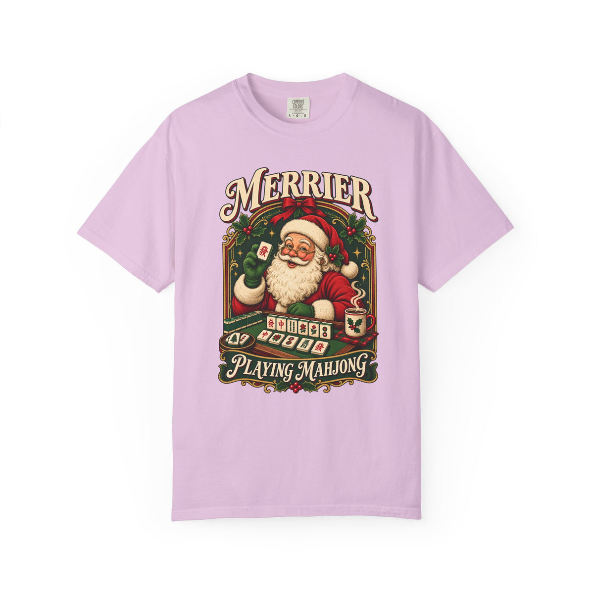 Merrier Playing Mahjong Vintage Santa Holiday Tee