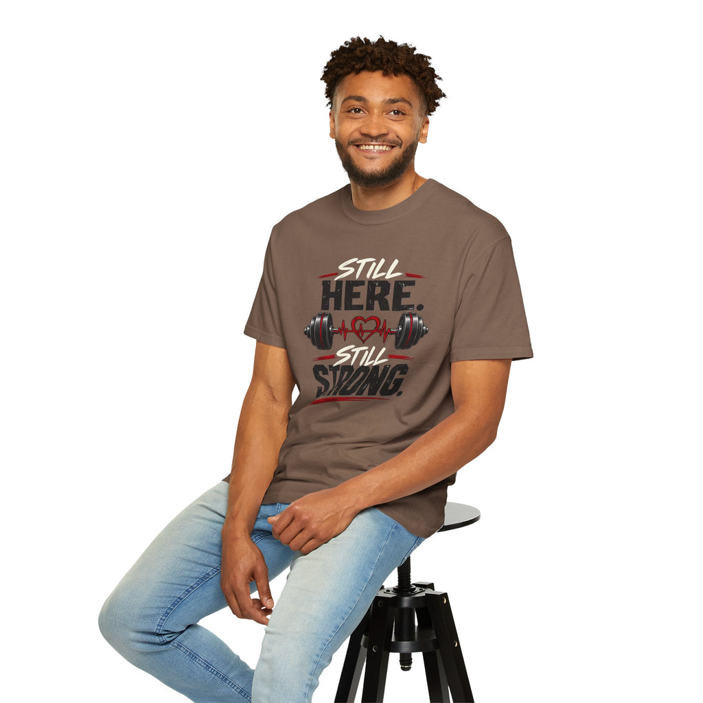 Here Strong Weightlifting TShirt Fitness Gym Graphic Tee